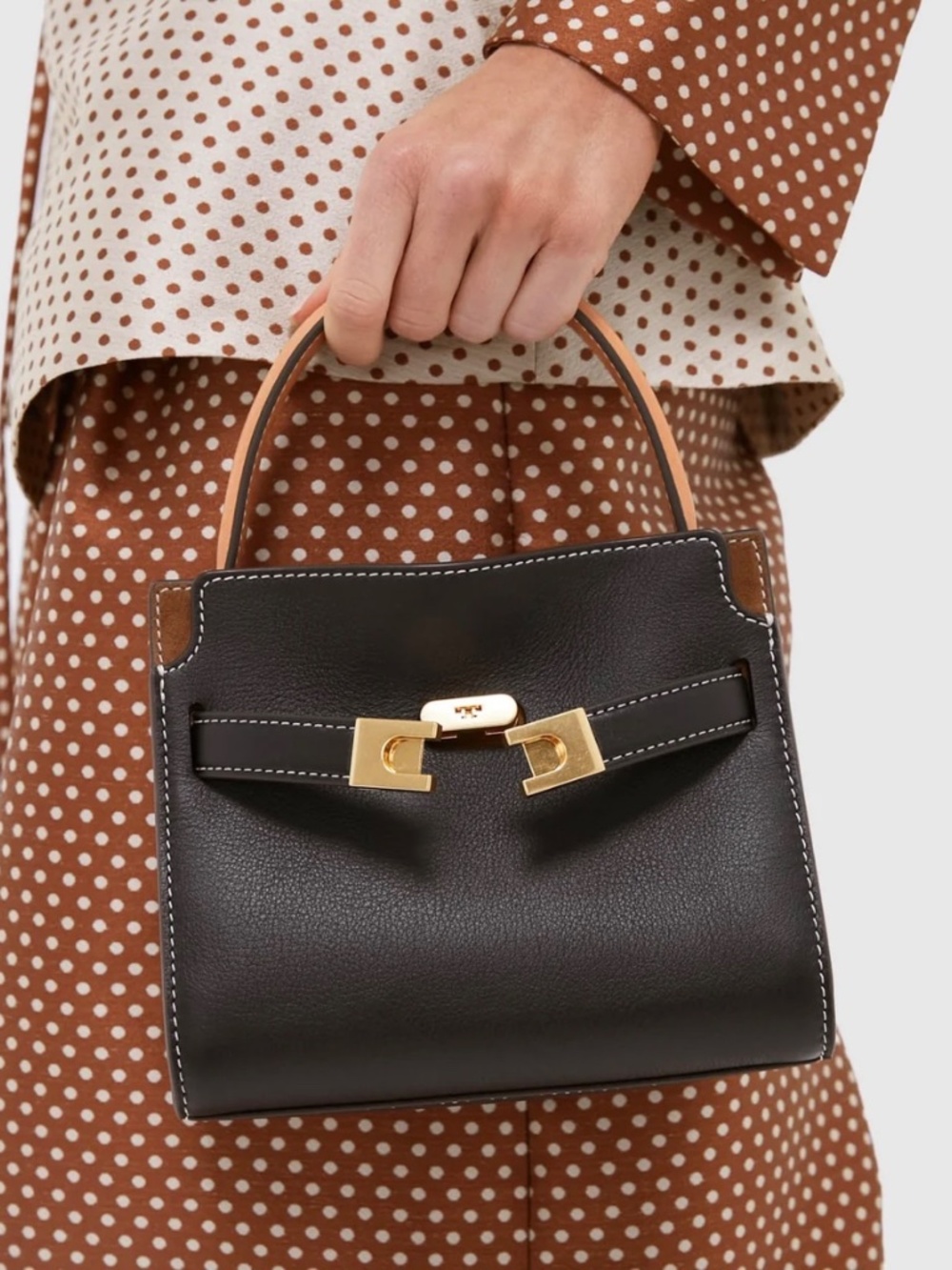 Tory Burch Lee Radziwill Petite Double Bag Black Crossbody + Dust Bag - Picture 2 of 16